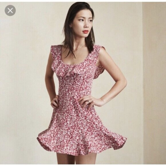 Reformation Perla Dress Gibraltar Red Bandana Print Size 2 - Picture 1 of 9